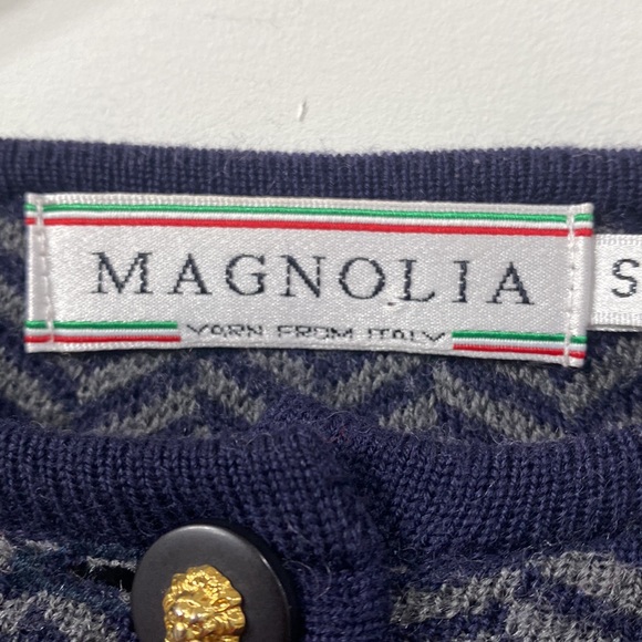 Vintage Magnolia Wool / Wool Blend Cardigan Sweater/Blazer Grey/Navy Blue Size S - Picture 5 of 7